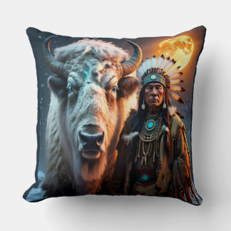 Almofada White Bison e Travesseiro decorativo Chefe Nativo