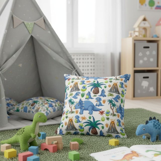 Almofada White, Blue, and Green Dinosaur Pillow (Criador carregado)