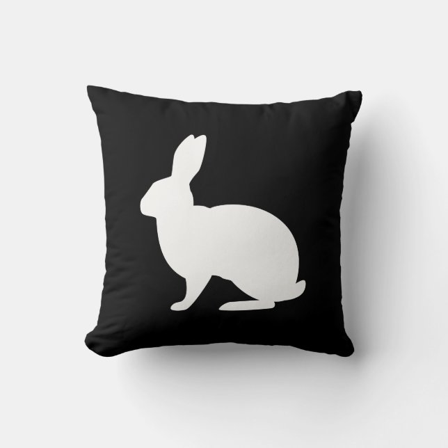 Almofada White Bunny Shape On Black Stylish Easter (Frente)