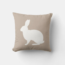 White Bunny Silhouette On Beige Stylish Easter