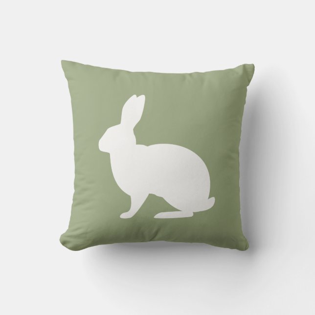 Almofada White Bunny Silhouette On Sage Green Easter (Frente)