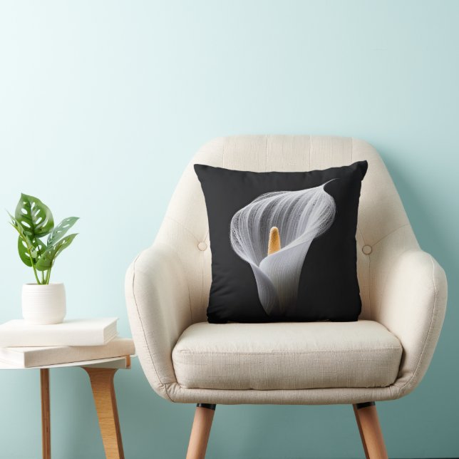 Almofada White Calla Lily Em Preto (Cadeira)