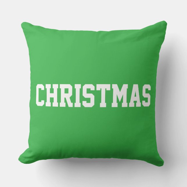 Almofada White CHRISTMAS Bold Text On Festive Bright Green (Frente)