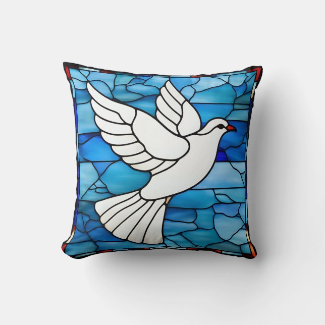 Almofada White Dove on Stained Glass (Frente)