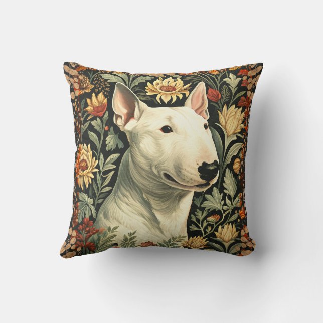 Almofada White English Bull Terrier Victorian Floral (Verso)