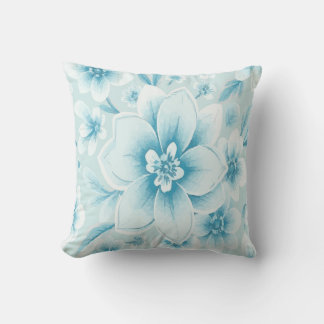 Almofada White Flowers with Blue Accents Floral Pattern