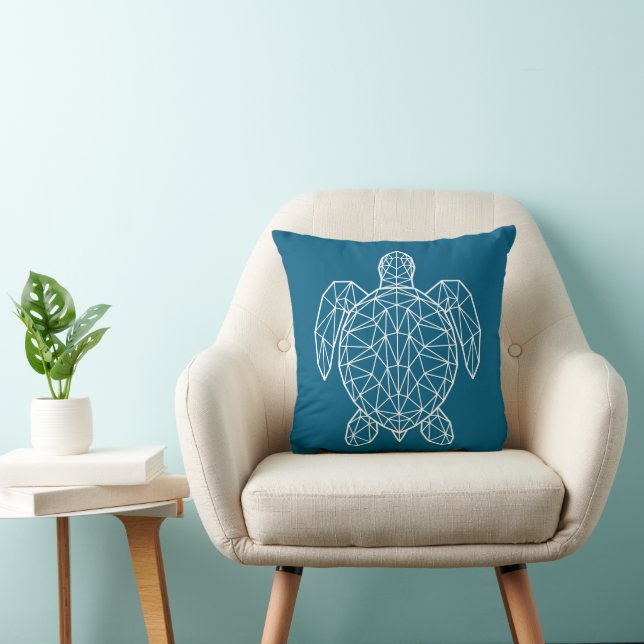 Almofada White Geometric Wireframe Sea Turtle (Cadeira)