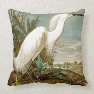 Almofada White Heron por John James Audubon