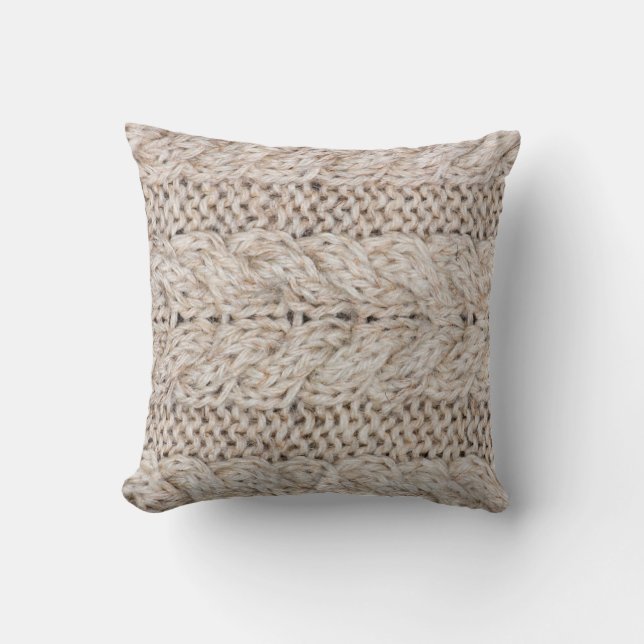 Almofada White knitting wool texture background. (Frente)