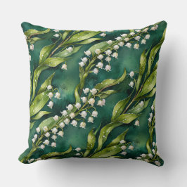 Almofada White Lily of the Valley on Teal