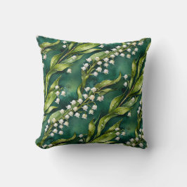 Almofada White Lily of the Valley on Teal