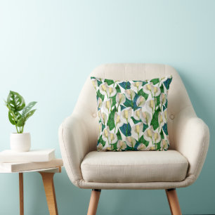 Almofada White Peace Lily Pattern