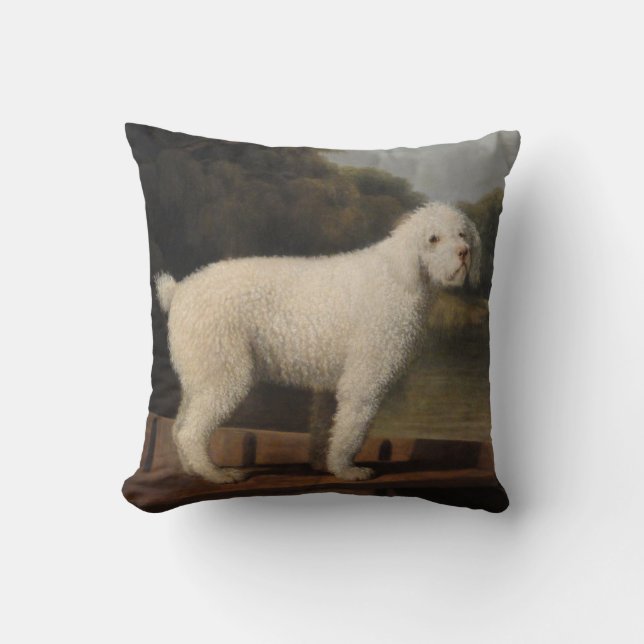 Almofada White Poodle in a Punt (por George Stubbs) (Frente)