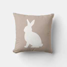 Almofada White Sitting Bunny Silhouette On Beige Easter