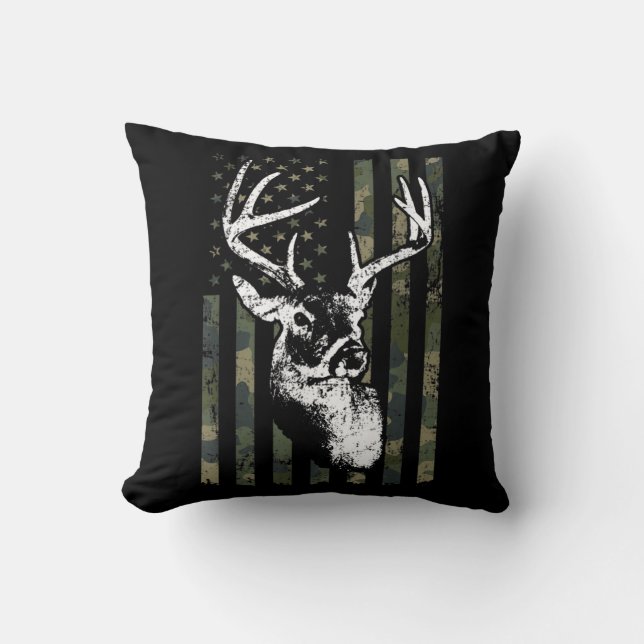 Almofada Whitetail Buck Deer Hunting EUA Camouflage América (Frente)