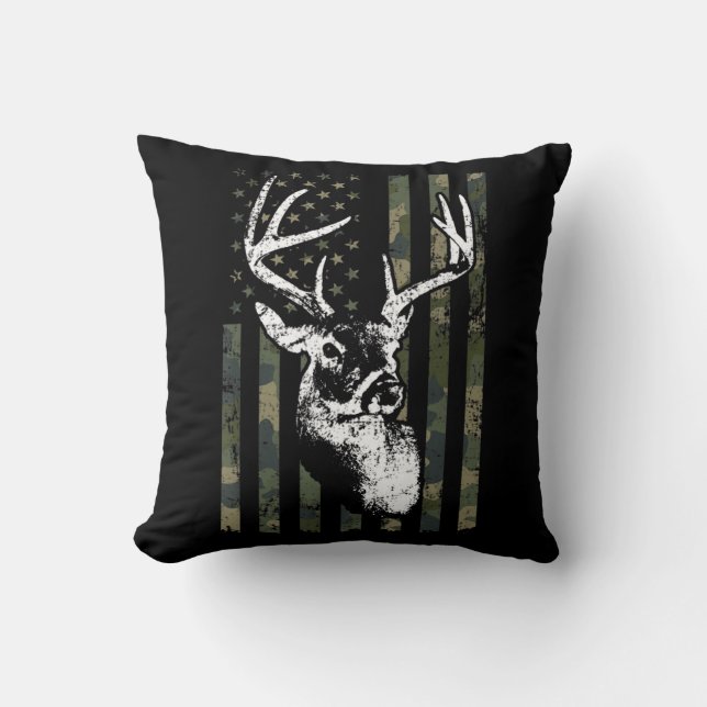 Almofada Whitetail Buck Deer Hunting EUA Camouflage América (Frente)