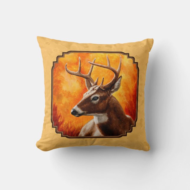 Almofada Whitetail Deer Autumn Dourado (Frente)