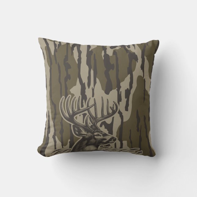 Almofada Whitetail Deer Bottomland Camo Deer Hunting Camo (Frente)