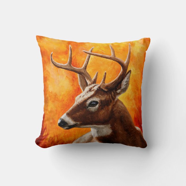 Almofada Whitetail Deer Trophy Buck Head (Frente)