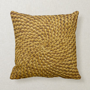 Almofada Wicker Rattan olha Woven Boho Divertido