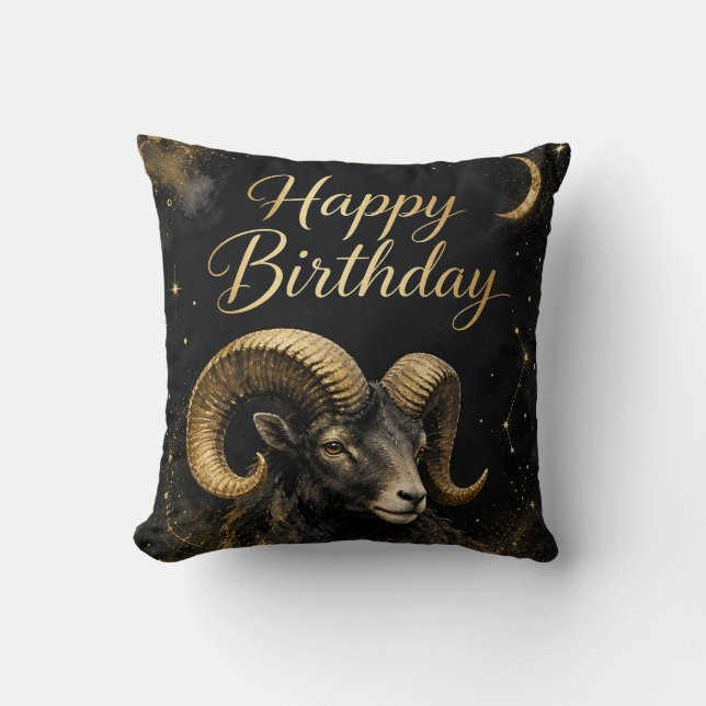 Almofada Widder Happy Birthday Sternzeichen Design (Frente)
