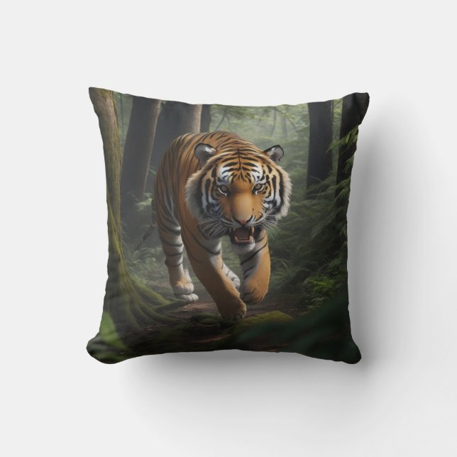 Almofada Wild Cat in Golden Forest Scene (Frente)