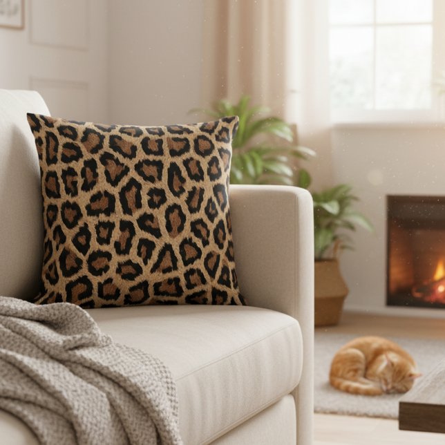 Almofada Wild Leopard Print Decorative Throw Pillow (Leopard print decorative throw pillow.)