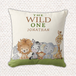 Almofada Wild One Birthday Jungle Animals