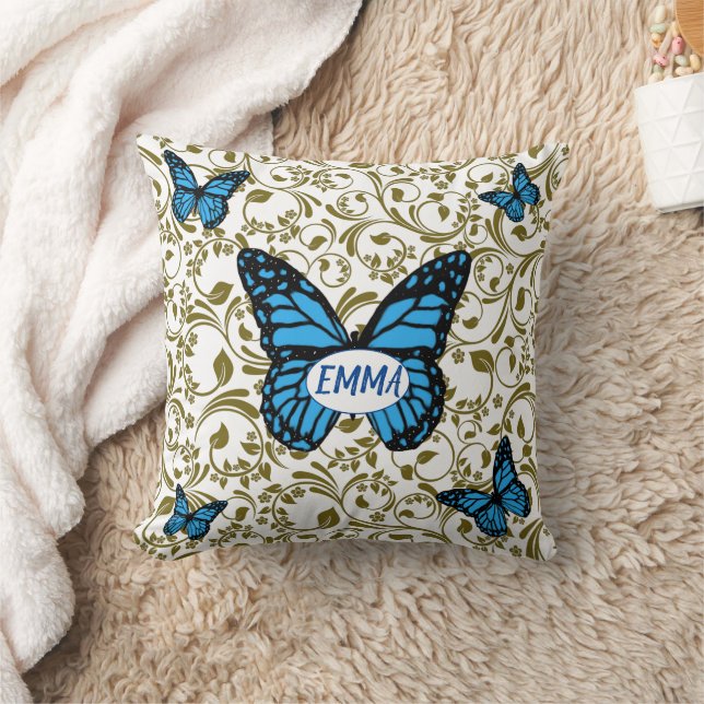 Almofada Wild Romantic Field Blue butterflies (Cobertor)