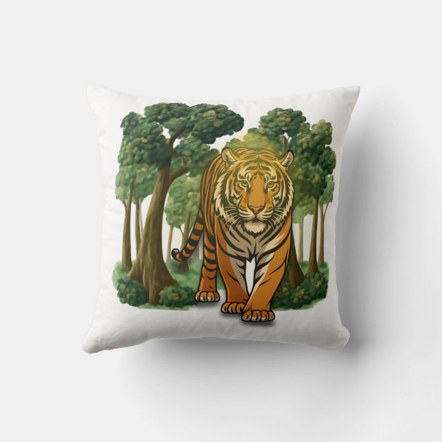 Almofada “Wild Tiger in the Forest – Natural Light Jungle D (Verso)