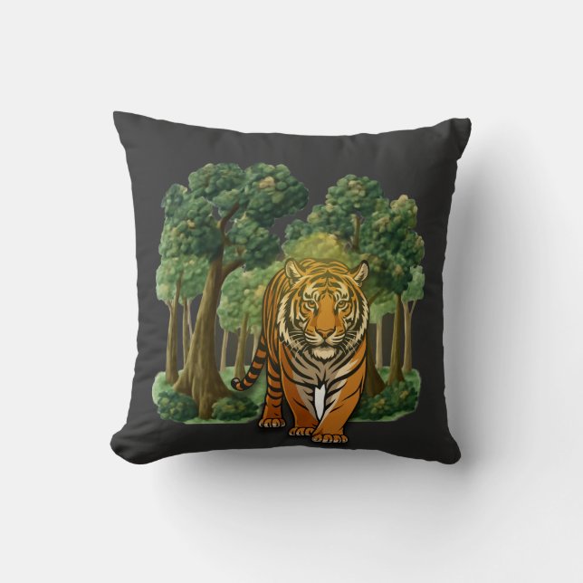 Almofada “Wild Tiger in the Forest – Natural Light Jungle D (Frente)