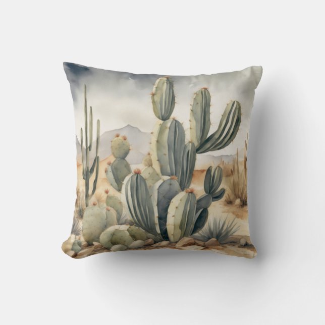 Almofada Wild West Vibes Cactus Watercolor (Frente)