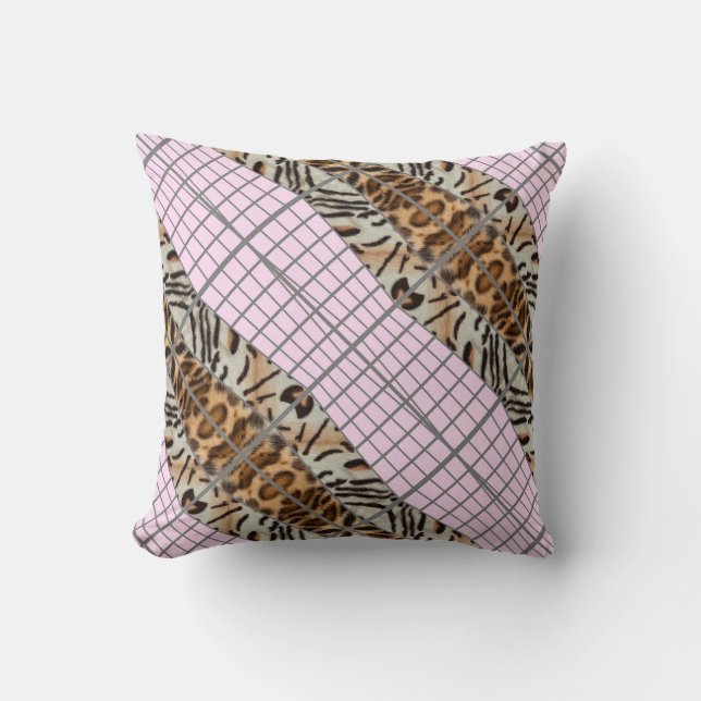 Almofada Wildcat Matrix - Bengal Cat Leopard Pink Rose (Frente)