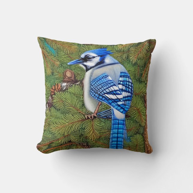 Almofada Wilderness Evergreen Blue Jay (Frente)