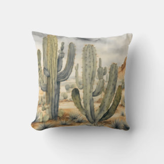 Almofada Wilderness Watercolor Cactus Mojave Deserto