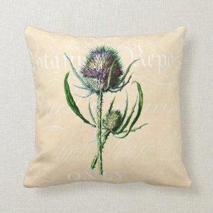 Almofada Wildflower da antiguidade do cardo do Scottish do