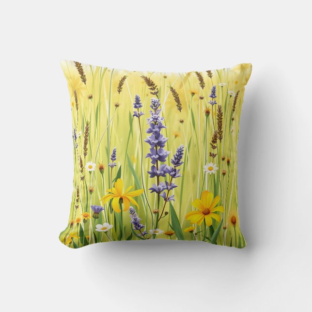 Almofada Wildflower Meadow Summer Pattern (Frente)