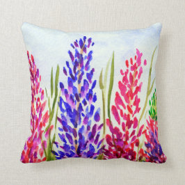 Almofada Wildflowers florais do Lupine da arte da aguarela