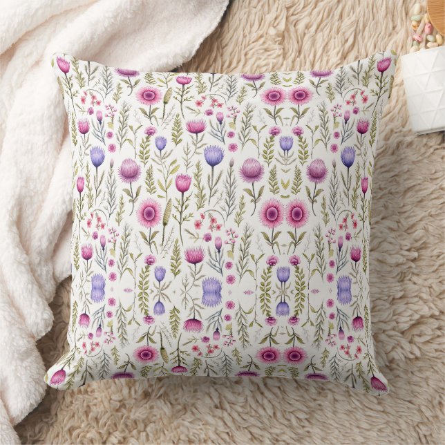 Almofada Wildflowers Seamless Pattern Throw Pillow (Cobertor)