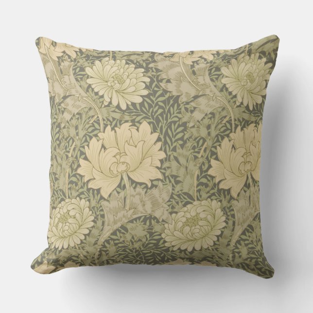 Almofada William Morris Chrysanthemum Sage Flower (Frente)