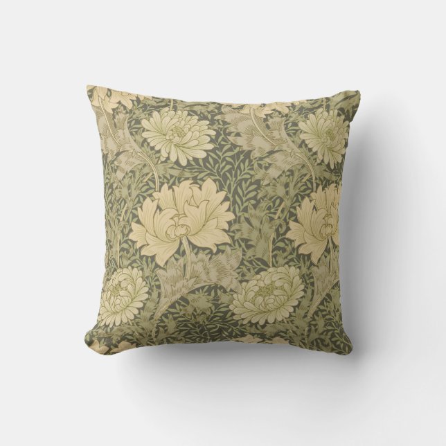 Almofada William Morris Chrysanthemum Sage Flower (Frente)