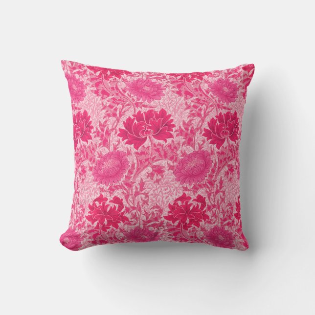 Almofada William Morris Chrysanthemums, Fuchsia Pink (Frente)