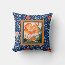 Almofada William Morris com tulipa e papoula