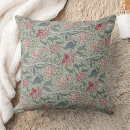 Almofada William Morris Cray Vintage Floral Rosa Verde