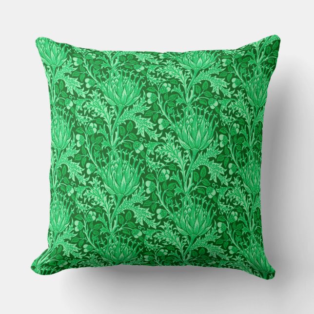 Almofada William Morris Damask, Emerald Green (Frente)