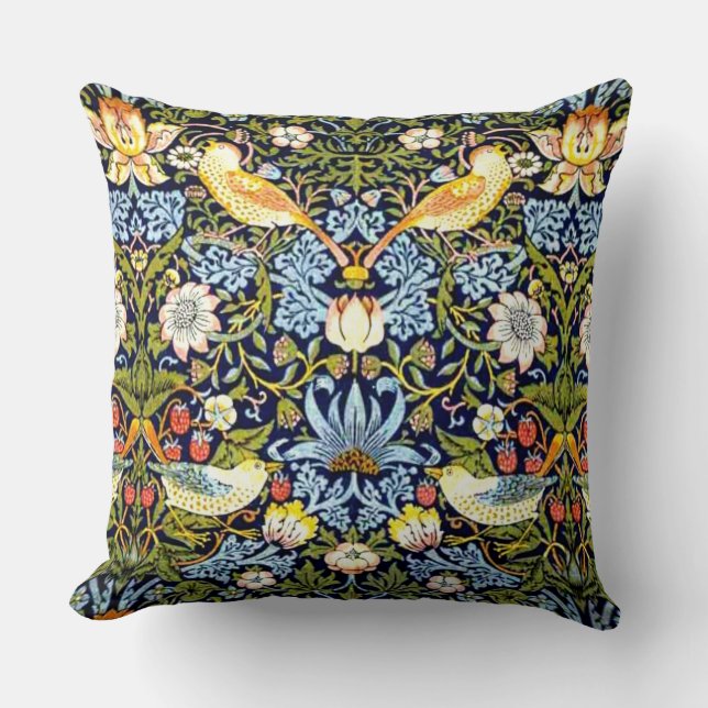 Almofada William Morris: Design da colheita de Strawberry T (Frente)