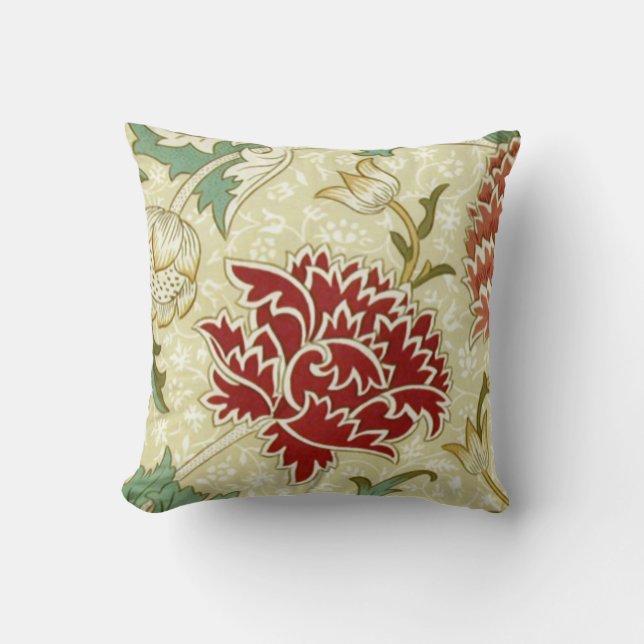 Almofada William Morris Fine Red Floral Wallpaper (Frente)