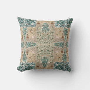 Almofada William Morris Floral Pattern Collage Teal Peach
