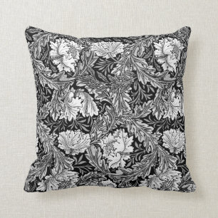 Almofada William Morris floral, preto, branco &