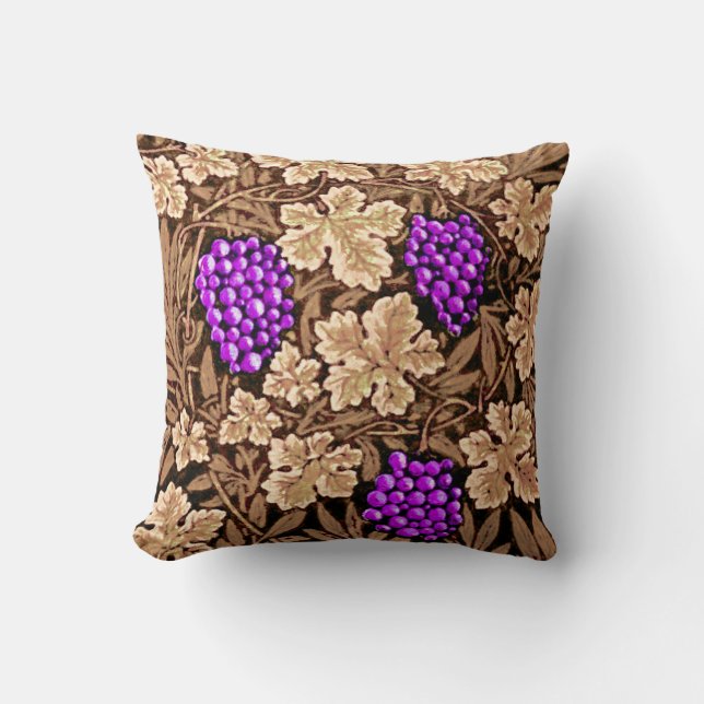 Almofada William Morris Grapevine, Brown and Purple (Frente)